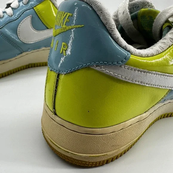 Vintage Nike Air Force 1 Low Pixie Shoes Mens Size 10.5 Blue Lime 312945-412